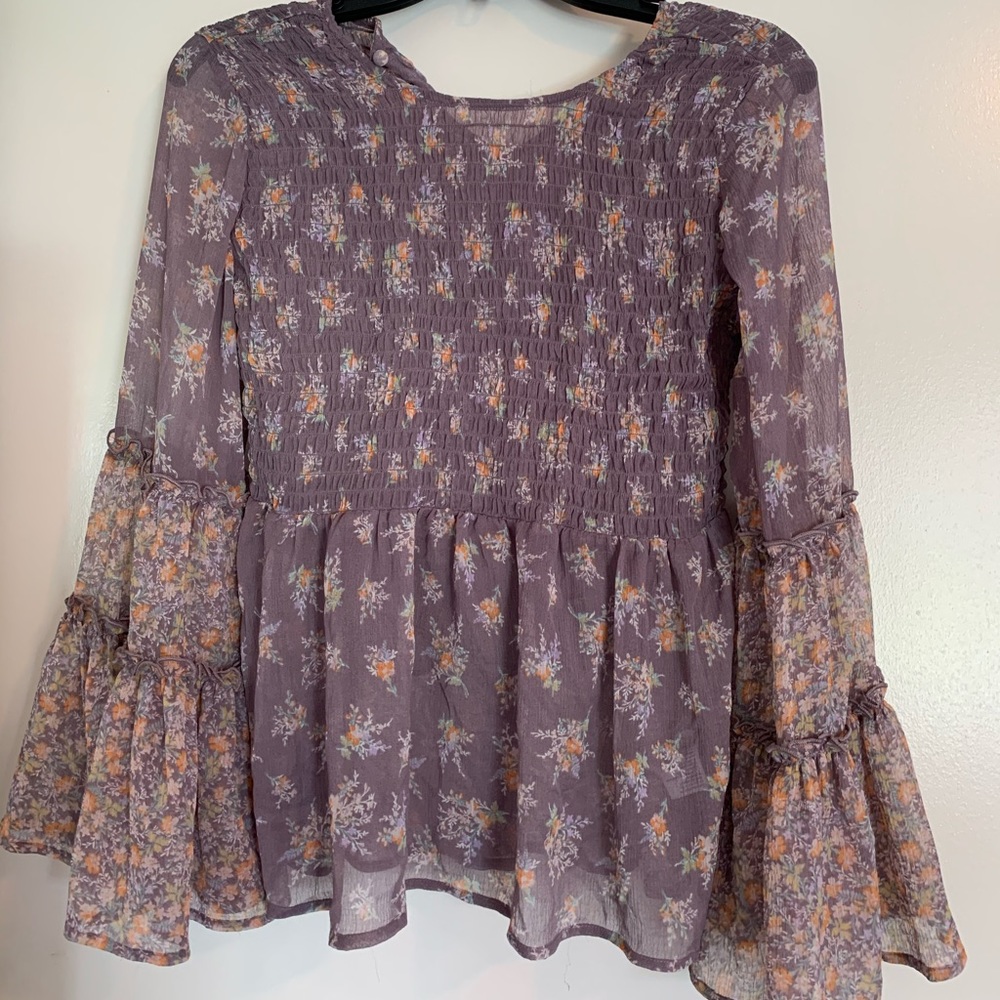 XS Sheer Floral American Eagle Blouse